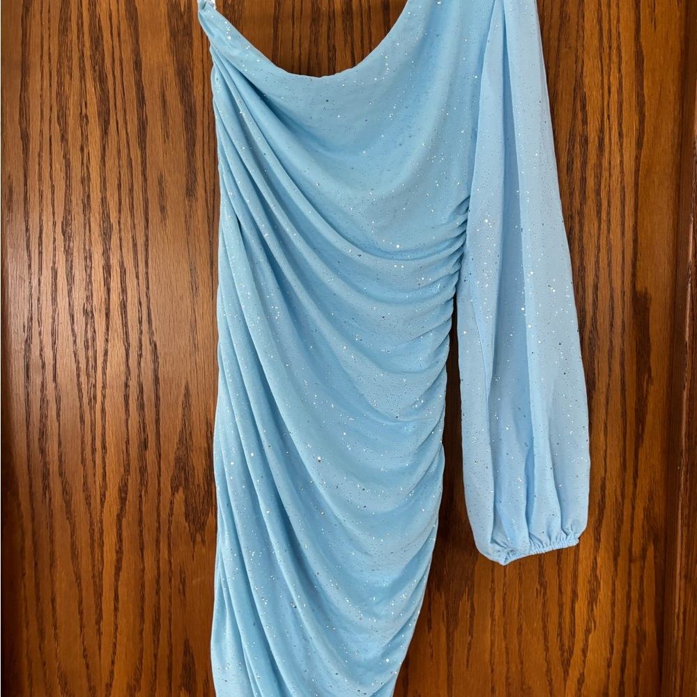 Sparkling Blue One-Shoulder Dress